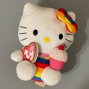 Ty Beanie Babies Hello Kitty Rainbow Cupcake Plush